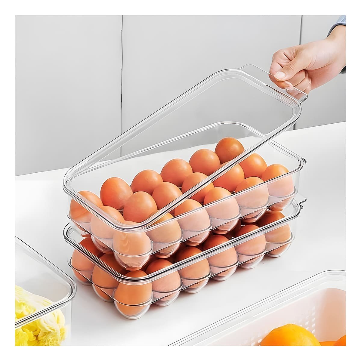 CONTENEDOR TRANSPARENTE PARA GUARDAR 18 HUEVOS FACILES DE ACCEDER Y+REGALO STICKER - 2