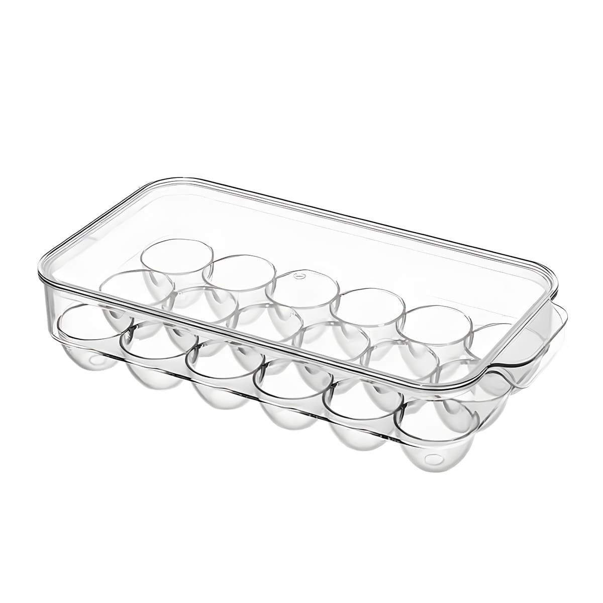 CONTENEDOR TRANSPARENTE CON COMPARTIMIENTOS PARA 18 HUEVOS FRESCOS Y SEGUROS Y+PAPEL REGALO - 1