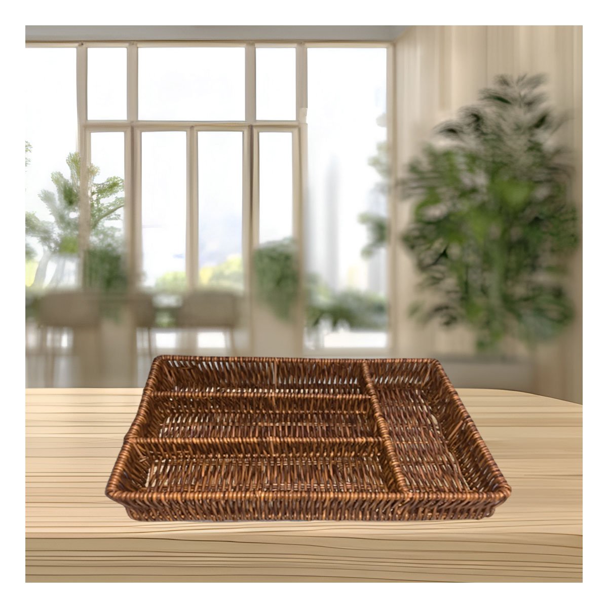 PACK12 SOPORTE CUBIERTOS TEJIDO 4 DIVISIONES MARRON PARA SERVIR Y DECORAR - 3