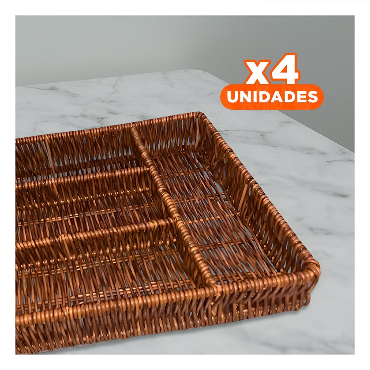 PACK4 PORTA UTENSILIOS TEJIDO 4 DIVISIONES MARRON PARA ORGANIZAR UTENSILIOS - 1