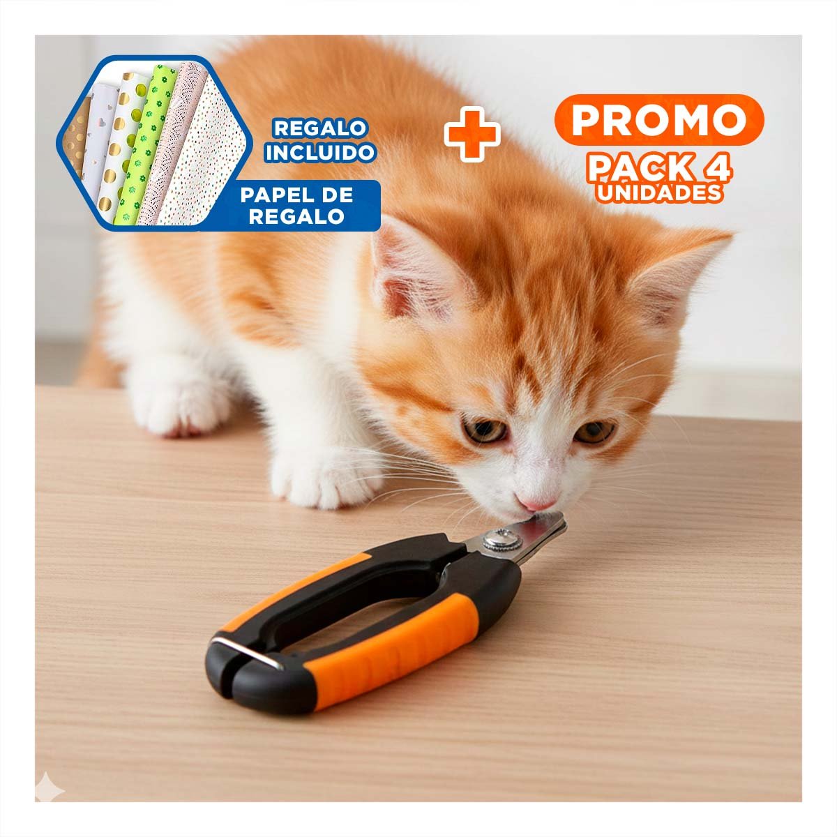 PACK4 ALICATE MODERNO CON LIMA 12X4 3 CM NARANJA Y NEGRO NUMBELL Y+PAPEL REGALO - 1