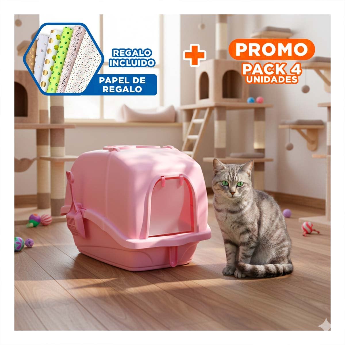 PACK4 ARENERO PRACTICO CERRADO CON CERNIDOR Y PALA ROSADO Y+PAPEL REGALO - 1