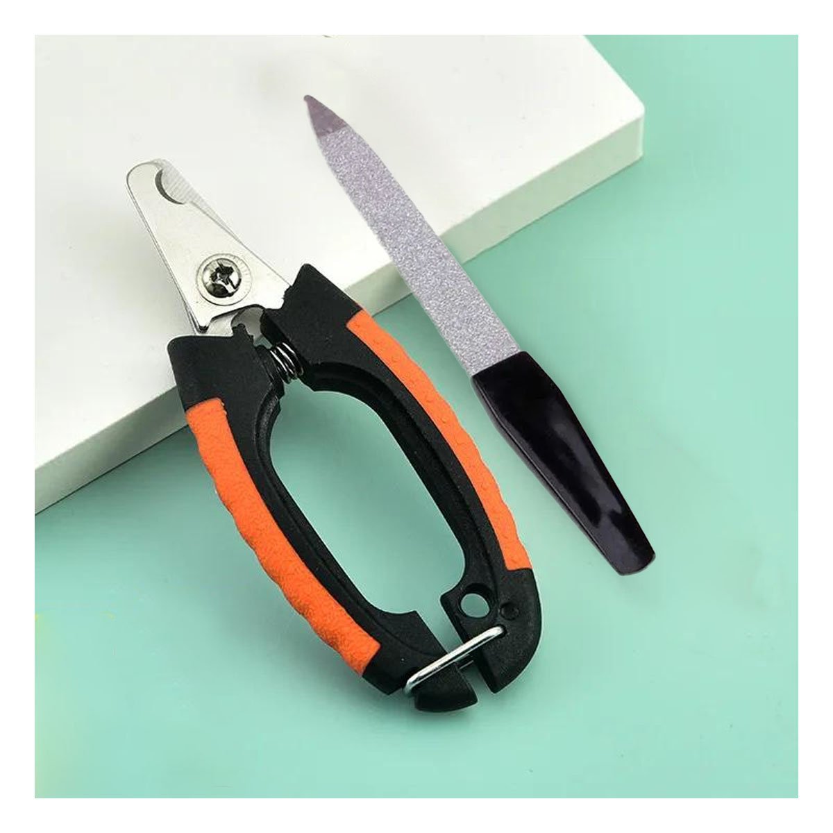CORTA UNA PRACTICO CON LIMA 12X4 3 CM NARANJA Y NEGRO NUMBELL Y+LIGAS REGALO - 2