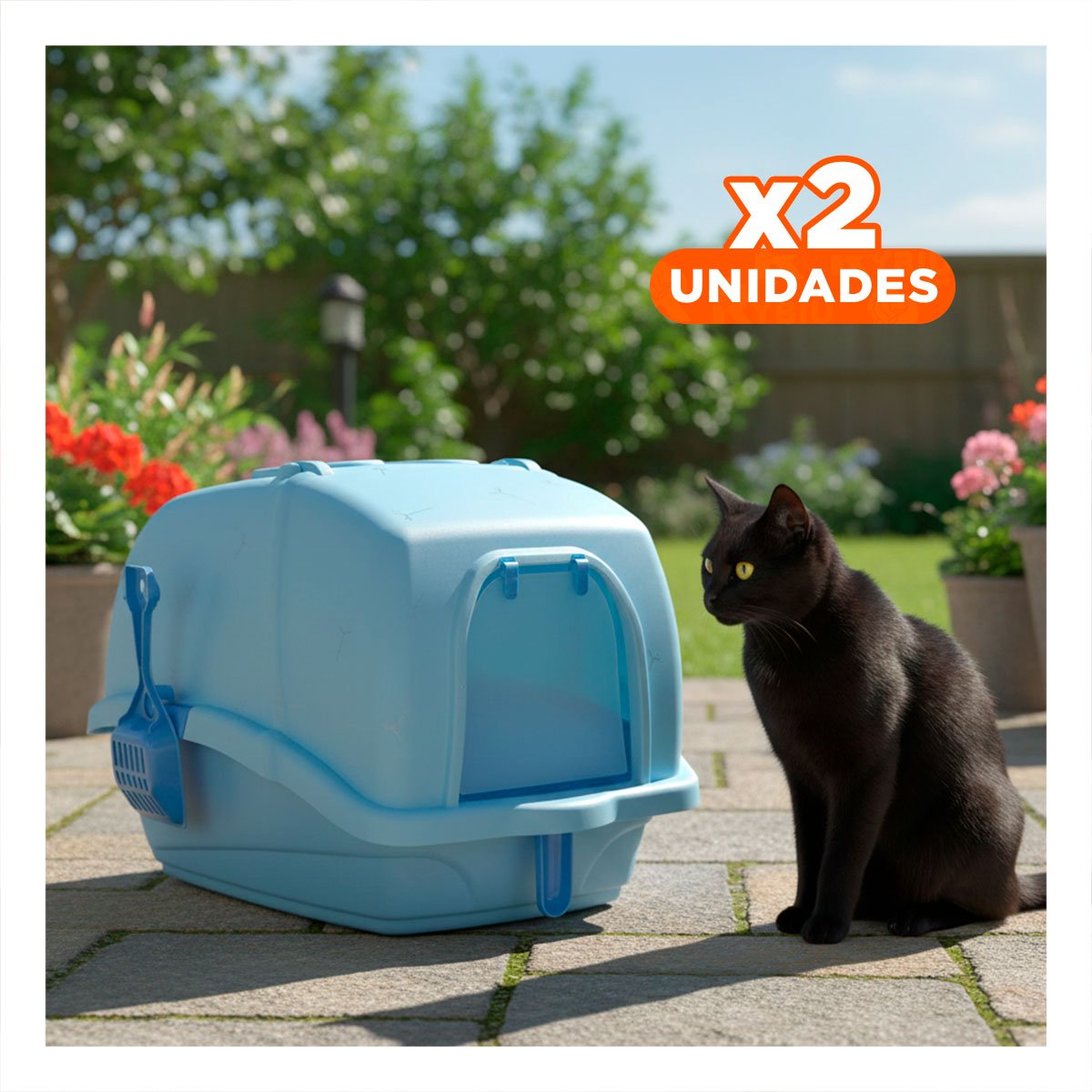 PACK2 BANO HIGIENICO CON CERNIDOR Y PALA CELESTE PARA GATOS Y+REGALO STICKER - 1