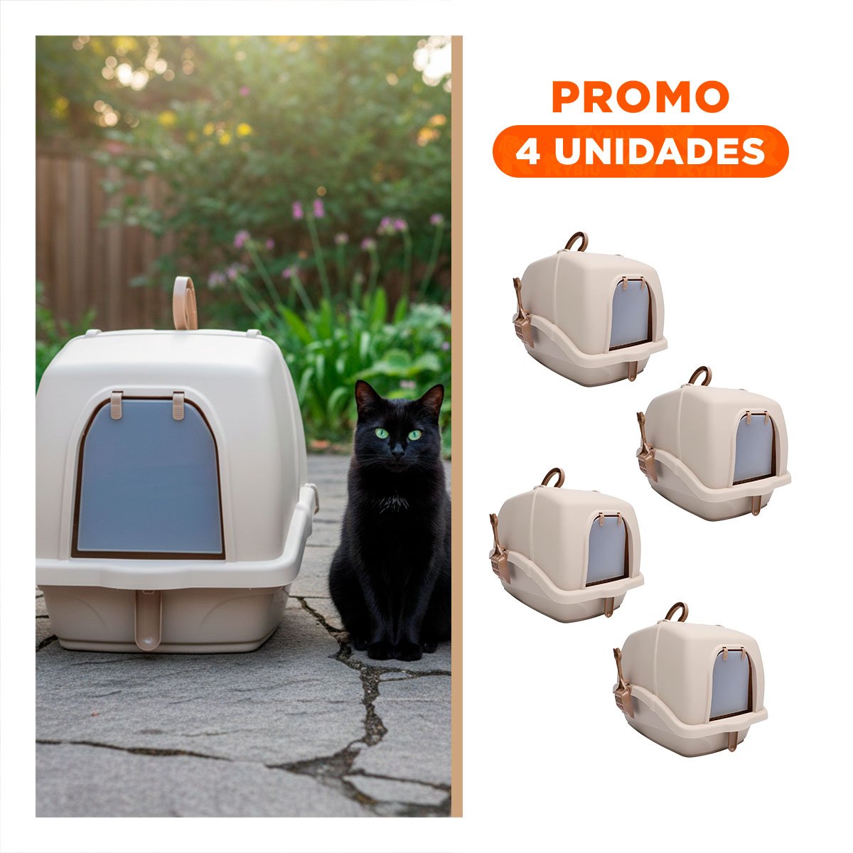 PACK4 BANO HIGIENICO CON CERNIDOR Y PALA BEIGE Y MARRON PARA GATOS Y+REGALO STICKER - 1