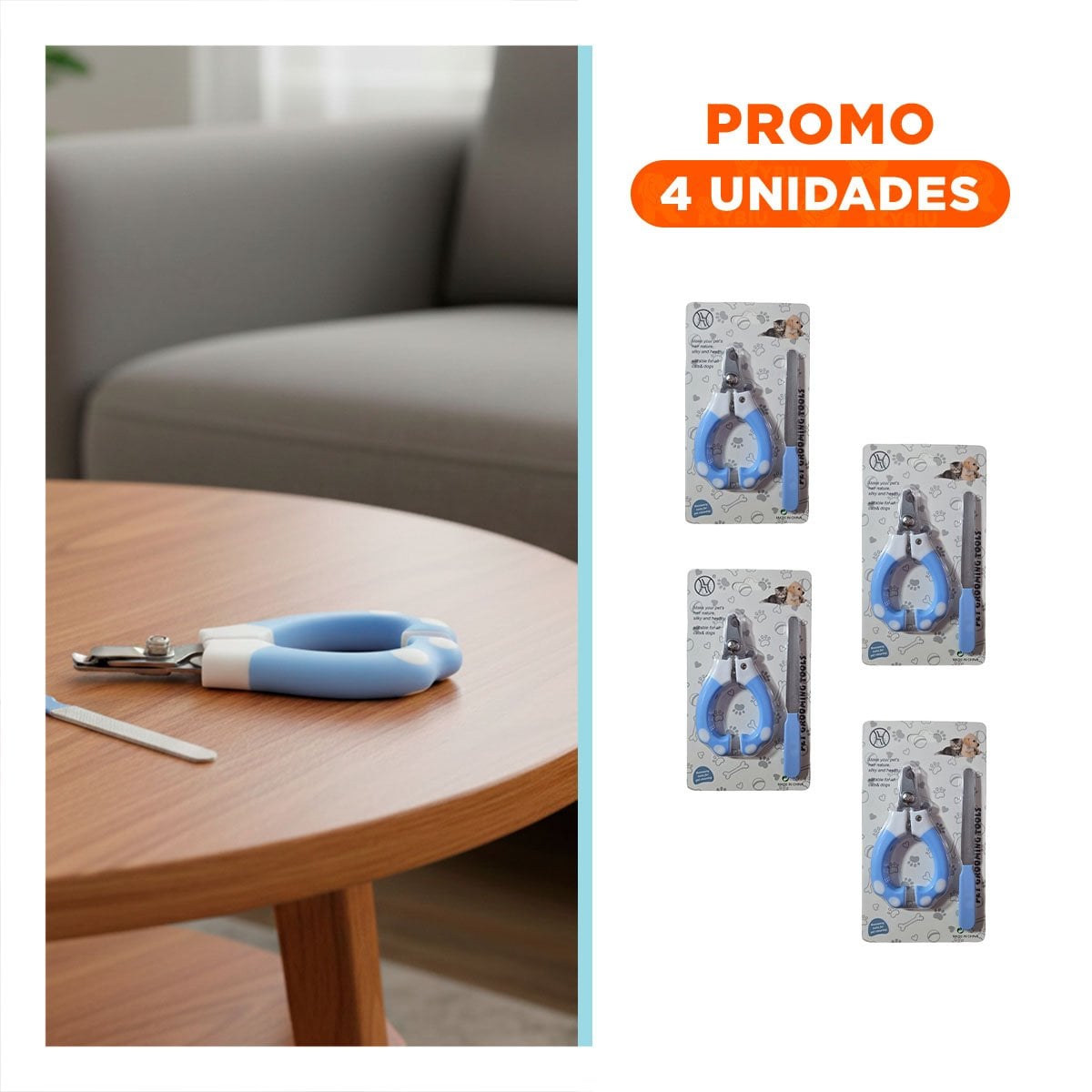 PACK4 CORTAUÑAS COMPACTO CON LIMA 15X7 5 CM CELESTE Y BLANCO Y+REGALO STICKER - 1