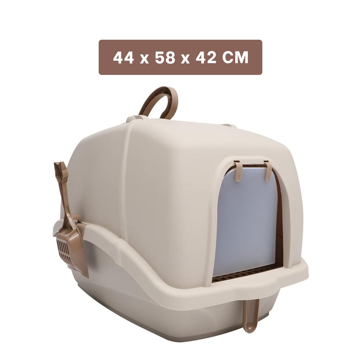 PACK2 CAJA CERRADA CON CERNIDOR Y PALA BEIGE Y MARRON PARA GATOS Y+REGALO STICKER - 4