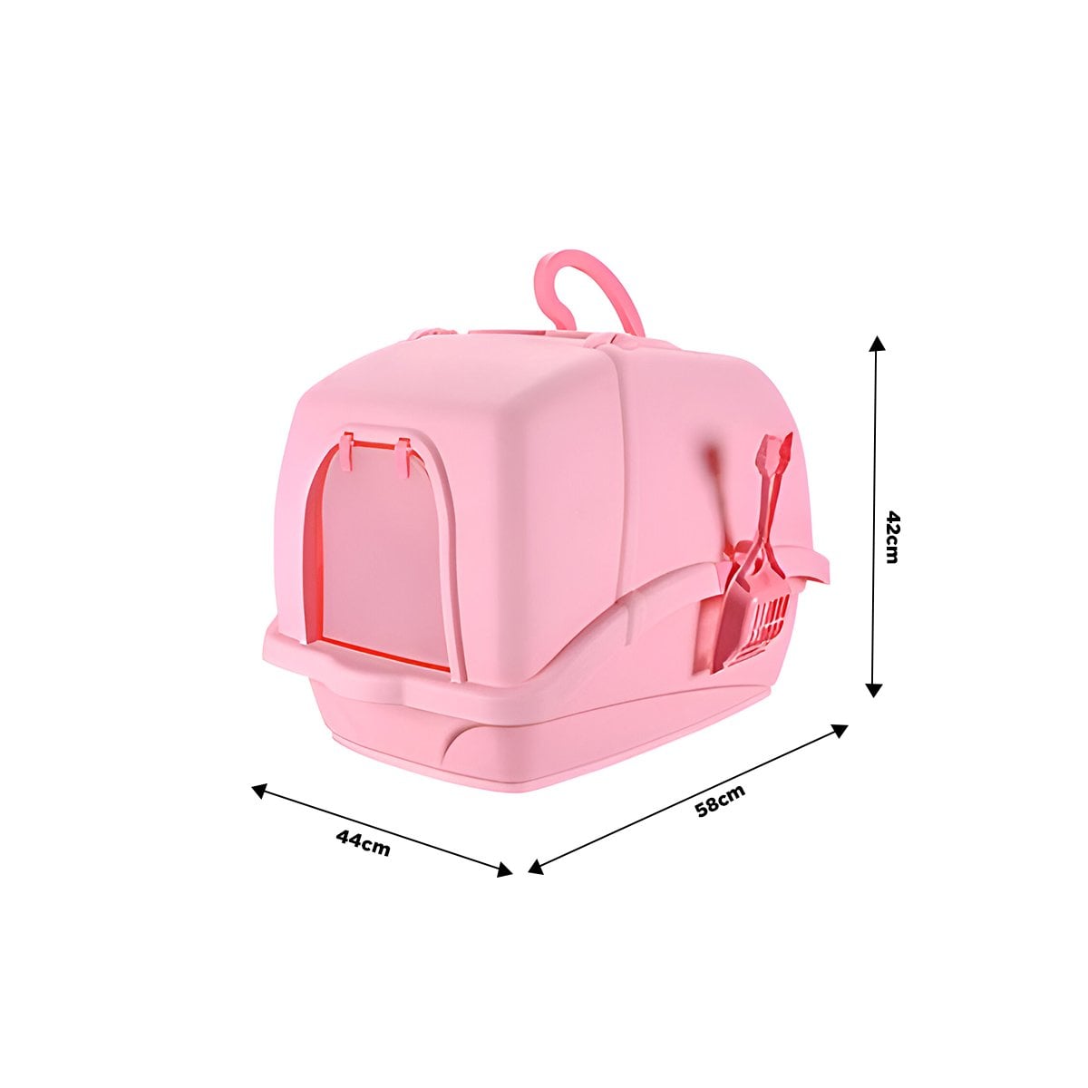 PACK2 BANDEJA CERRADA CON CERNIDOR Y PALA ROSADO PARA GATOS Y+PAPEL REGALO - 4