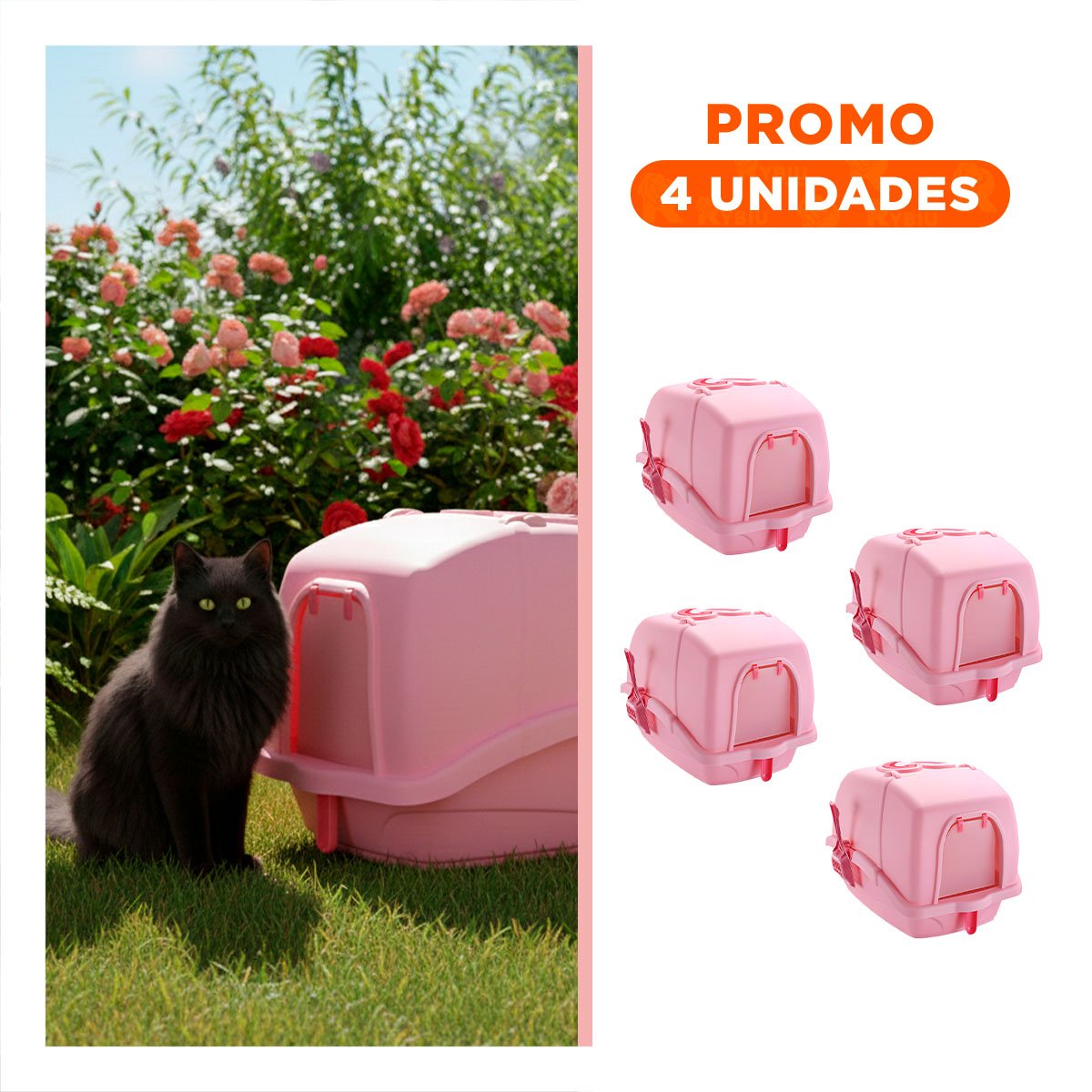 PACK4 CAJA SANITARIA CON CERNIDOR Y PALA ROSADO PARA GATOS Y+REGALO STICKER - 1
