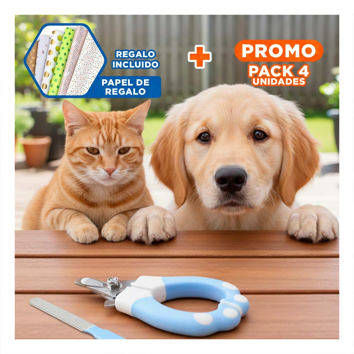 PACK4 ALICATE COMPACTO CON LIMA 15X7 5 CM CELESTE Y BLANCO Y+PAPEL REGALO - 1