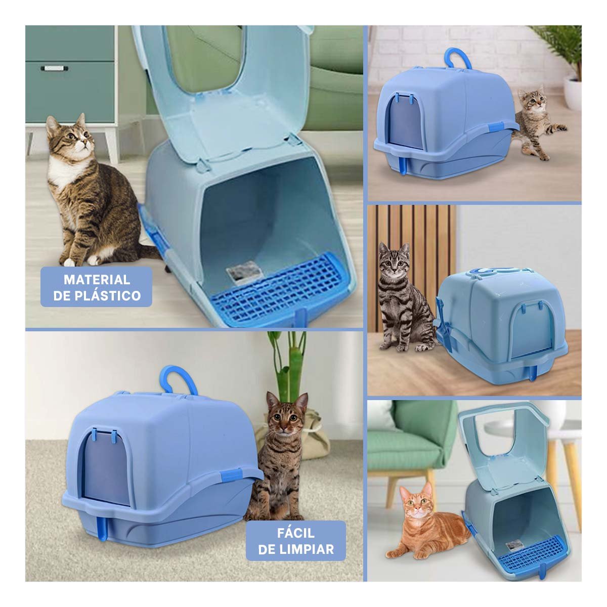 PACK4 CAJA SANITARIA CON CERNIDOR Y PALA CELESTE PARA GATOS Y+REGALO STICKER - 2