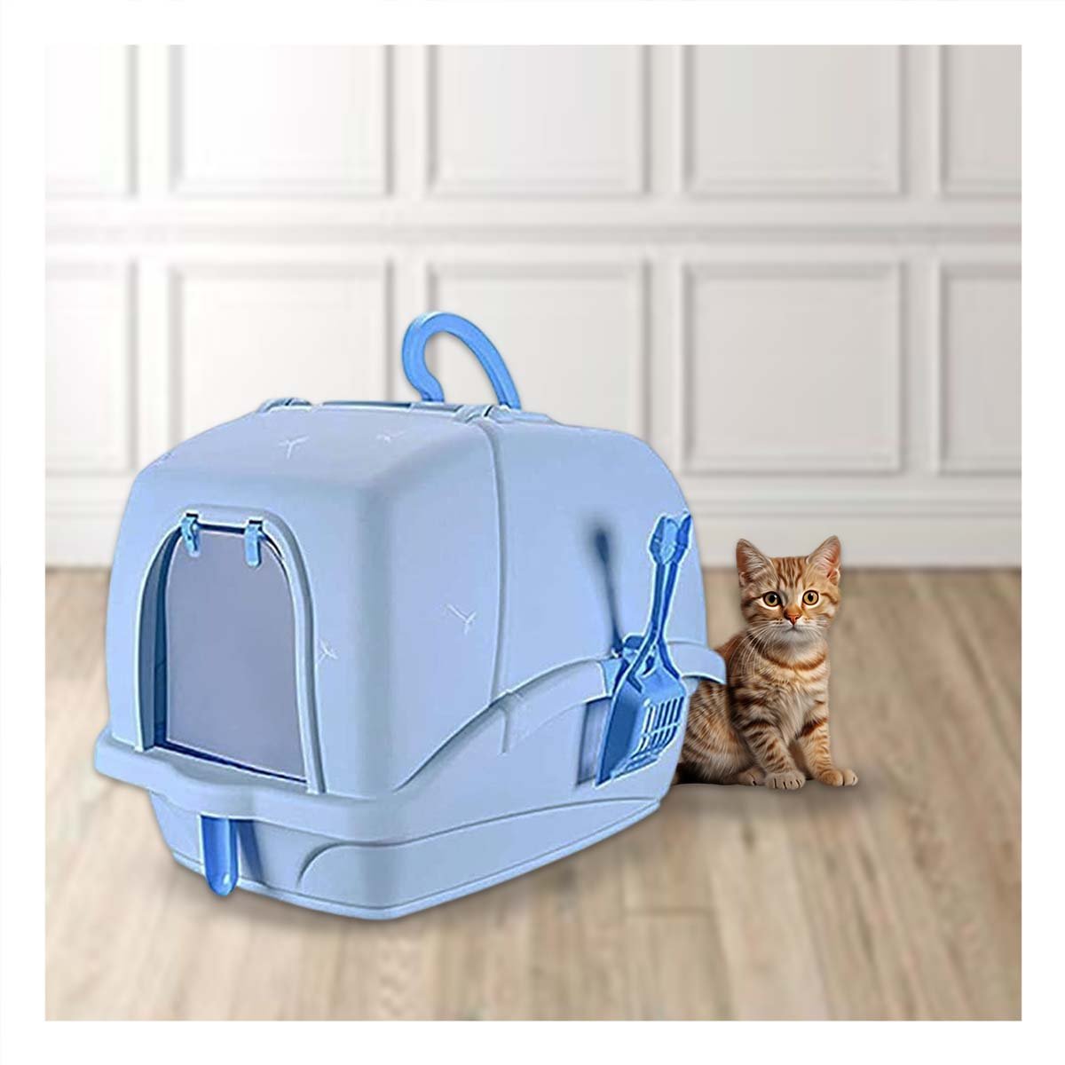 PACK4 CAJA SANITARIA CON CERNIDOR Y PALA CELESTE PARA GATOS Y+REGALO STICKER - 5