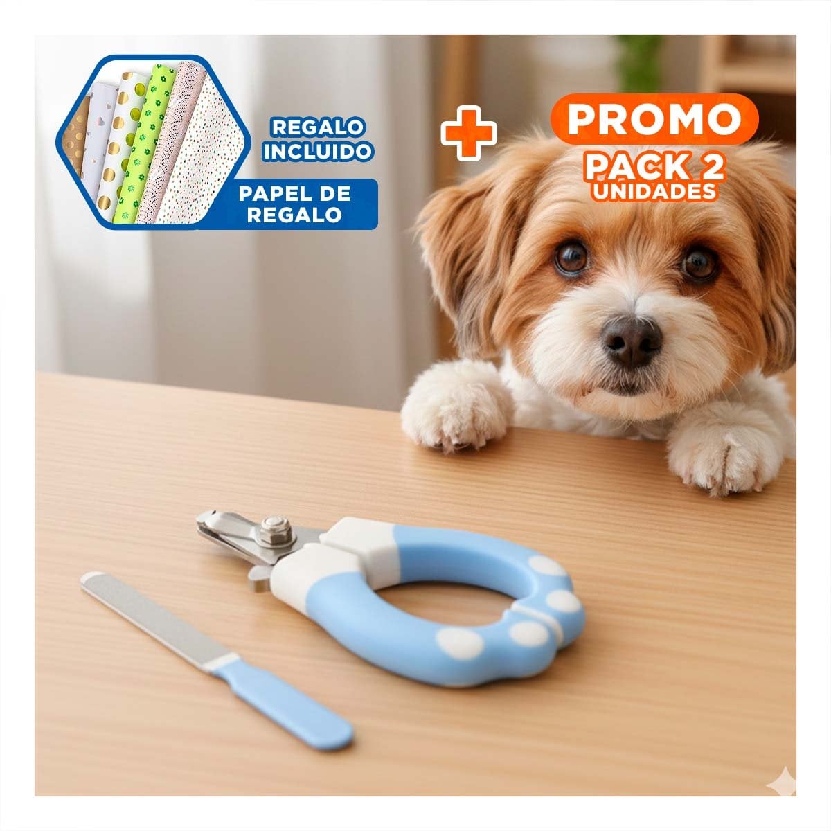 PACK2 HERRAMIENTA DE MANICURE CON LIMA 15X7 5 CM CELESTE Y BLANCO Y+PAPEL REGALO - 1