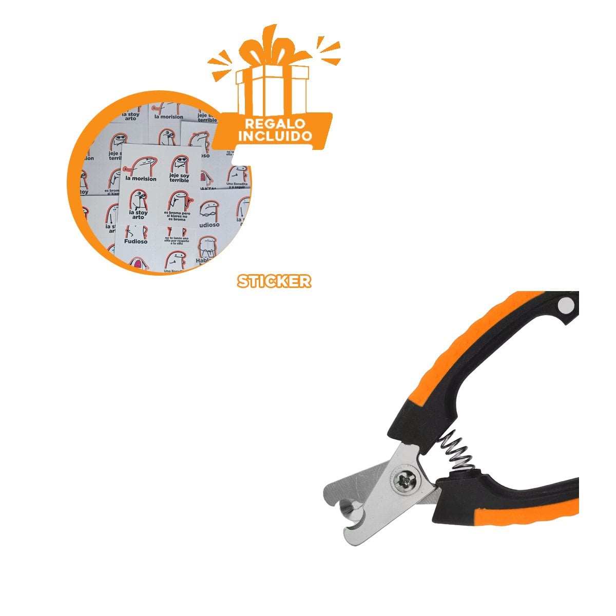 KIT ERGONOMICO CORTA UNA CON LIMA 12X4 3 CM NARANJA Y NEGRO NUMBELL Y+REGALO STICKER - 1