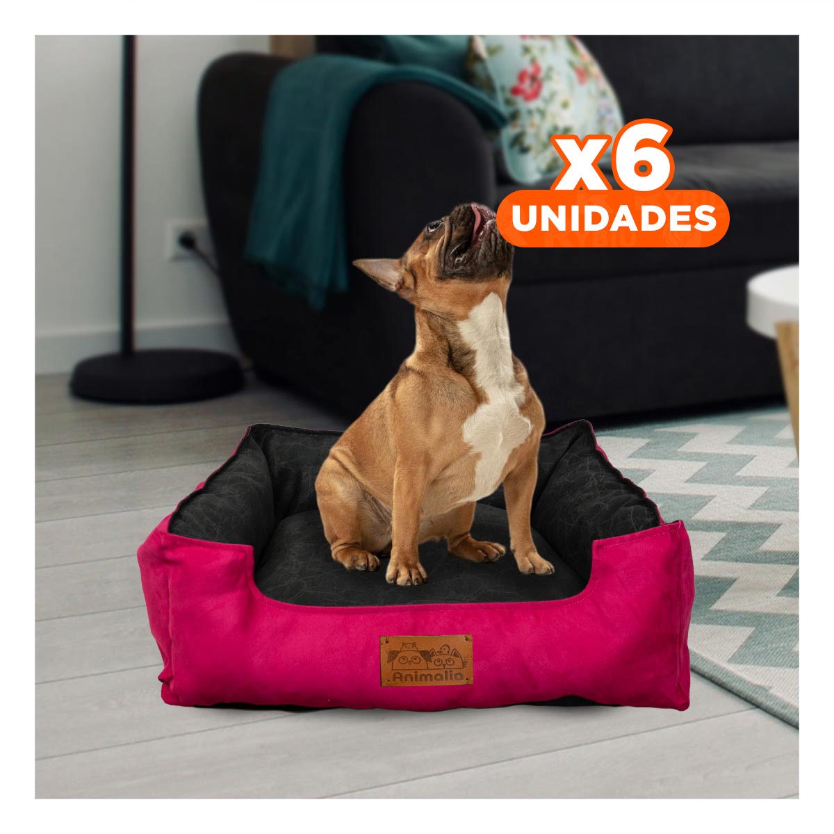 PACK6 ZONA FUCSIA PARA PERRO TALLA M CON CENTRO NEGRO Y+REGALO STICKER - 1