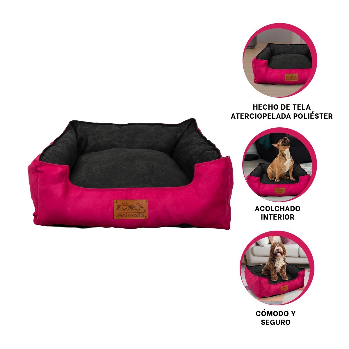 ESTRUCTURA ACOLCHADA PARA PERRO TALLA M FUCSIA CENTRO NEGRO - 3