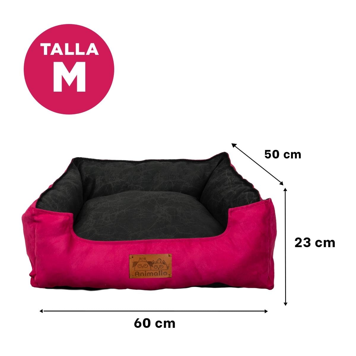 SOPORTE ACOLCHADO PARA PERRO TALLA M FUCSIA CENTRO NEGRO Y+PAPEL REGALO - 4