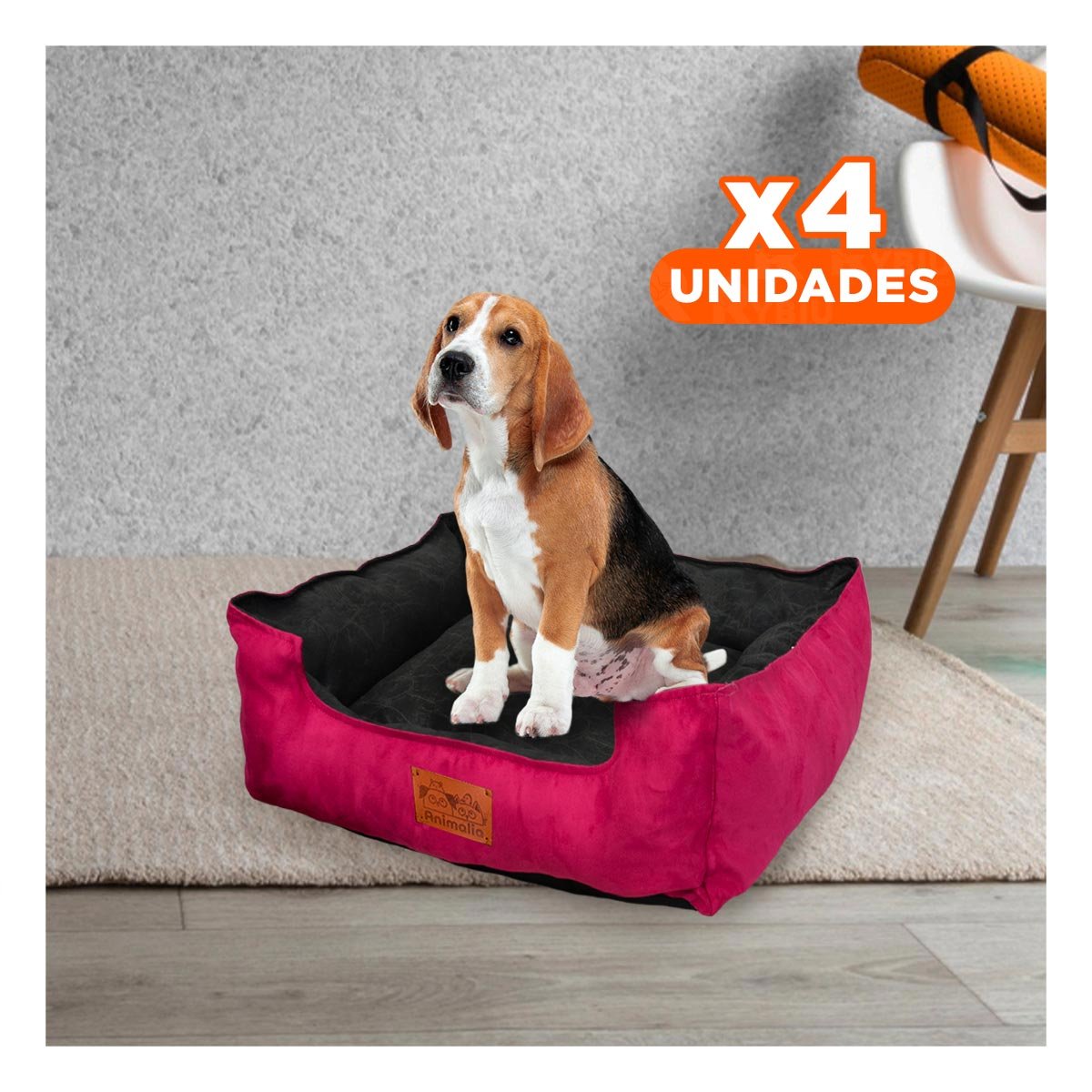 PACK4 BASE FUCSIA PARA PERRO TALLA M CON CENTRO NEGRO - 1