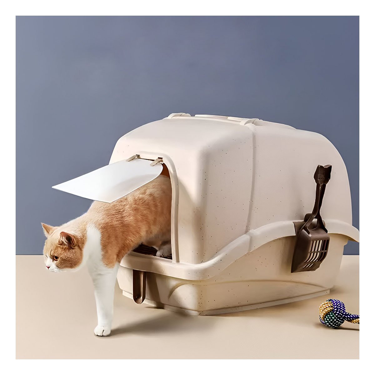 PACK4 BANDEJA CERRADA CON CERNIDOR Y PALA BEIGE Y MARRON PARA GATOS - 5