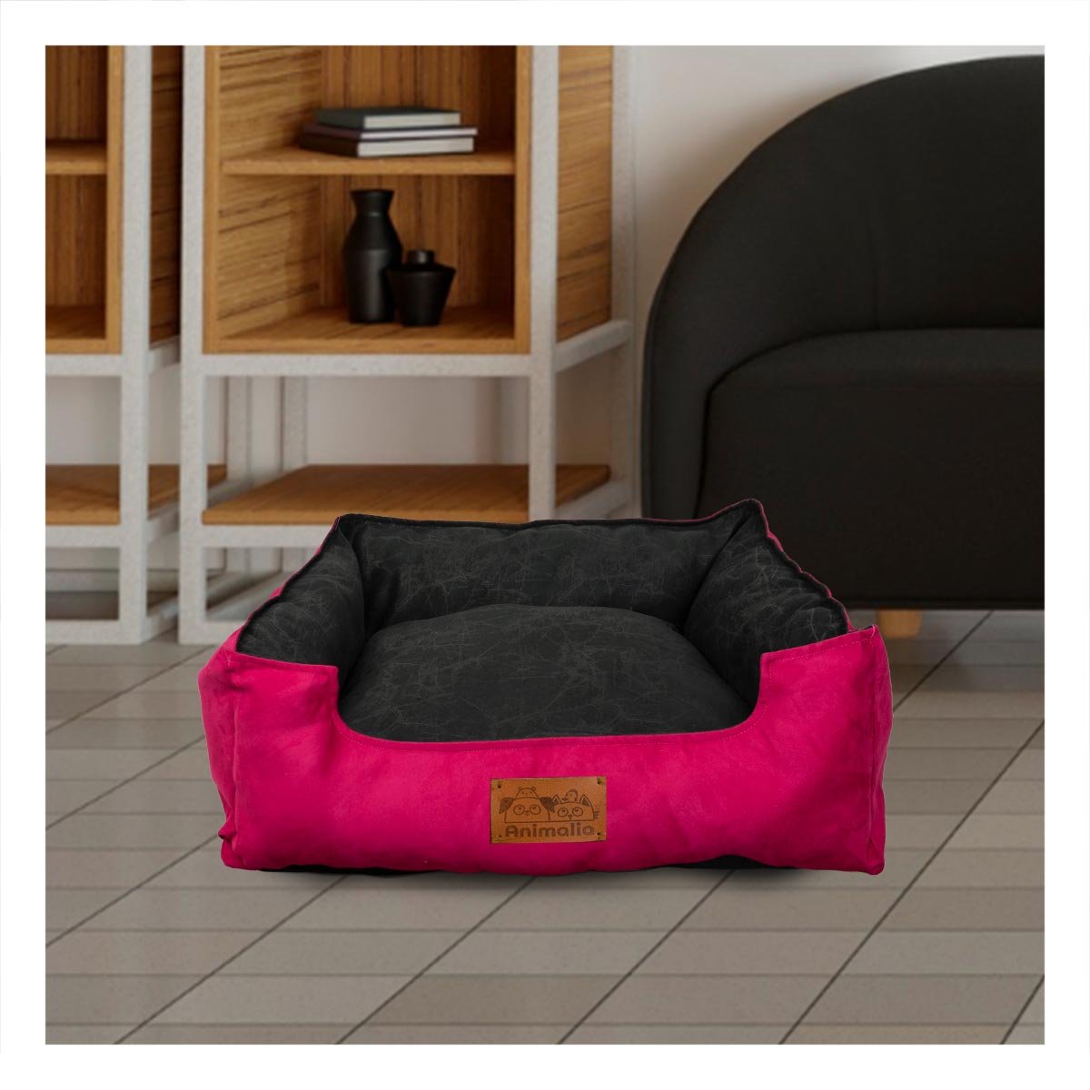 COLCHON FUCSIA PARA PERRO TALLA M CON CENTRO NEGRO Y+POST IT - 2