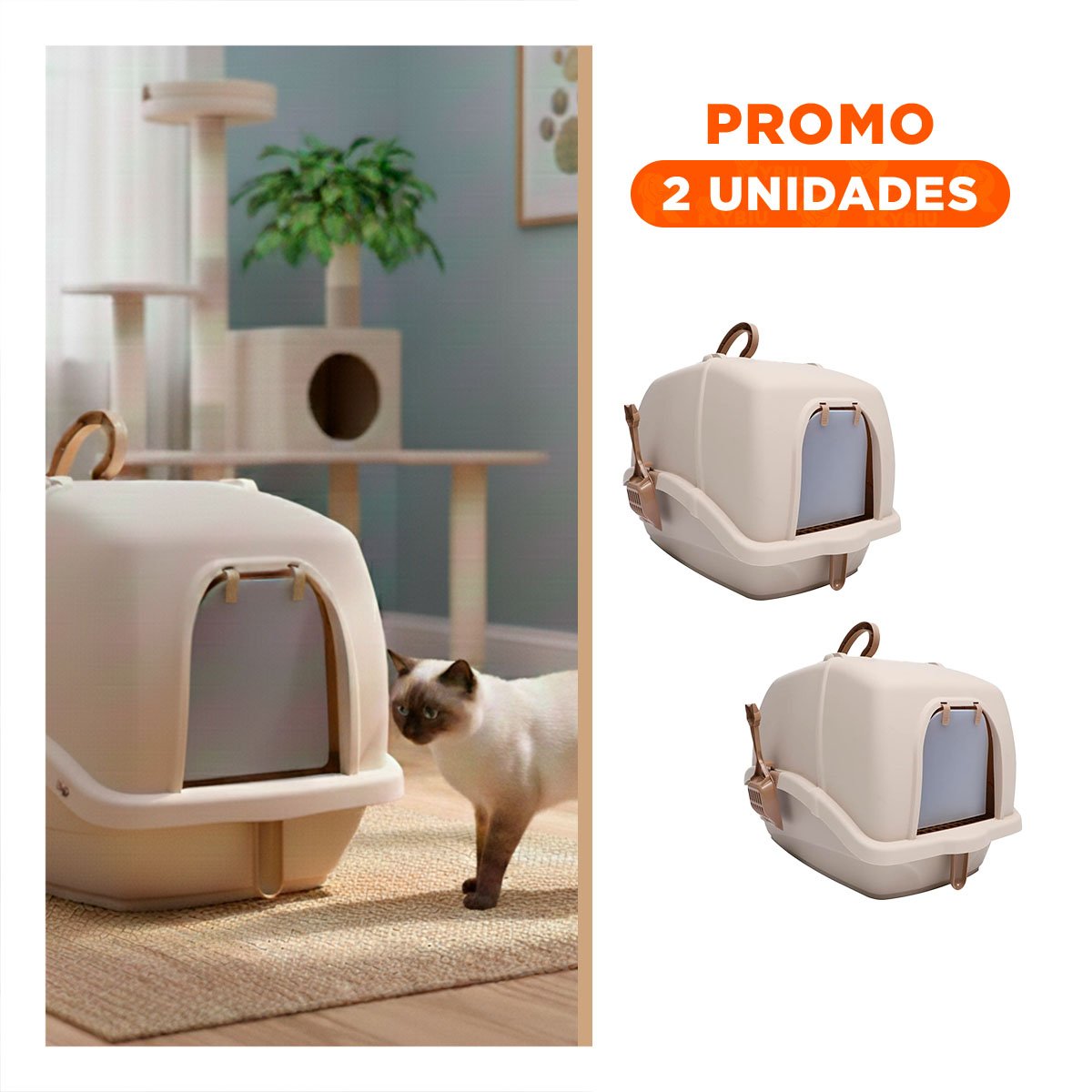 PACK2 SANITARIO HIGIENICO CON CERNIDOR Y PALA BEIGE Y MARRON - 1
