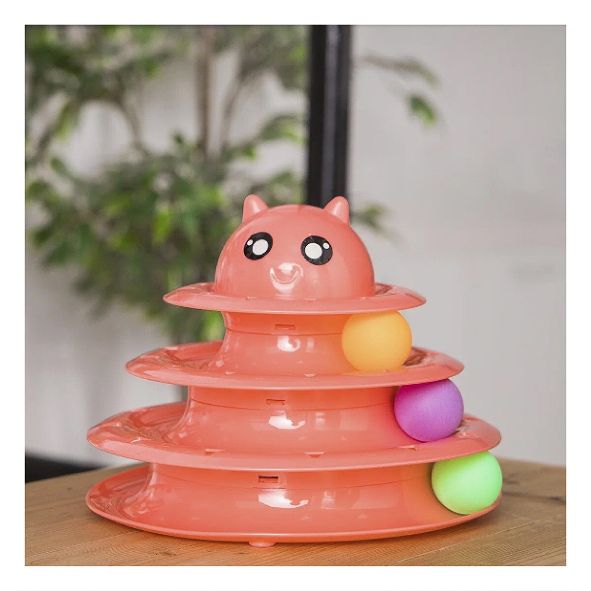 PLATAFORMA CON PELOTAS DE 3 NIVELES ROSADO PARA GATO ACTIVO Y+REGALO STICKER - 5