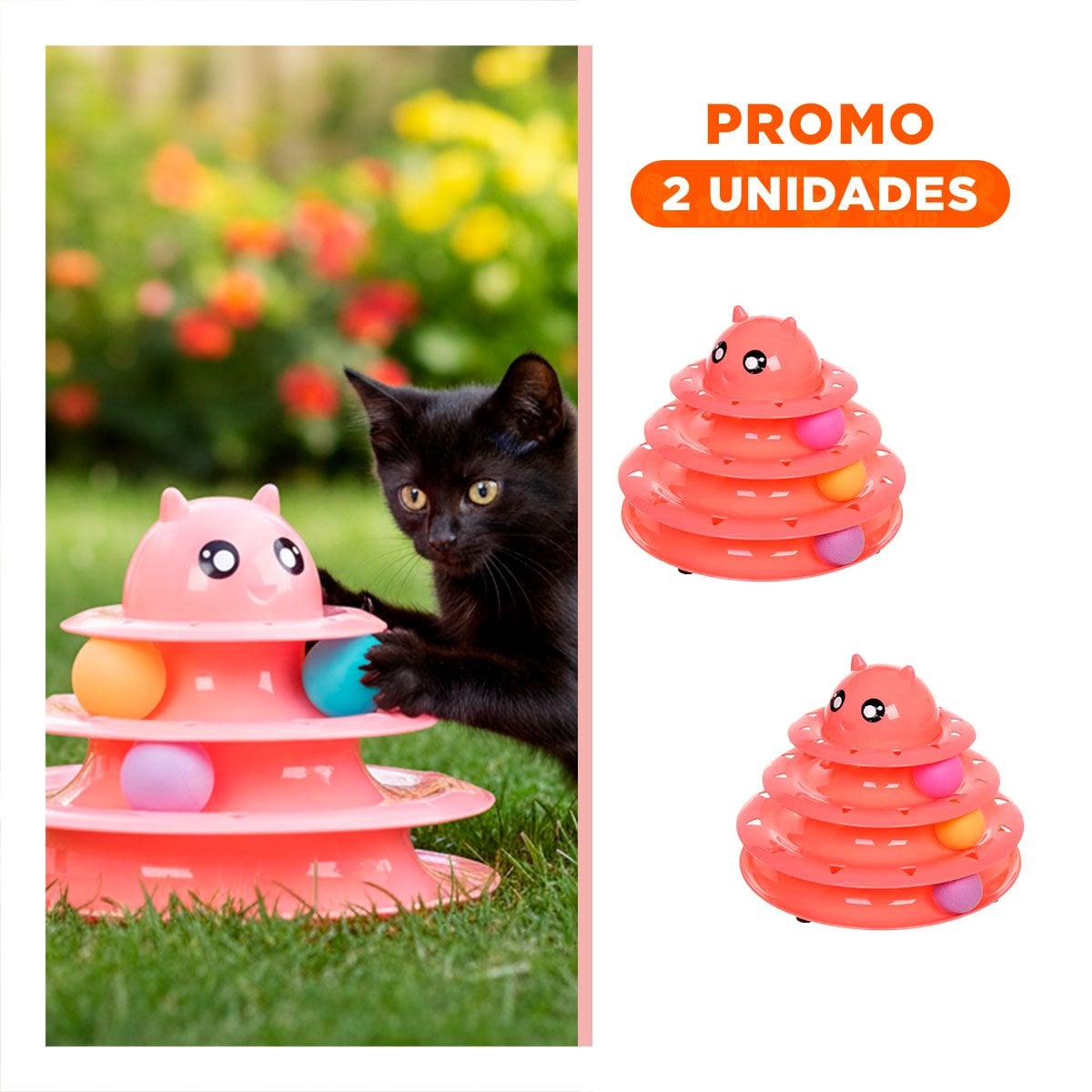 PACK2 JUEGO DE ENTRETENIMIENTO CON 3 NIVELES PELOTAS ROSADO - 1