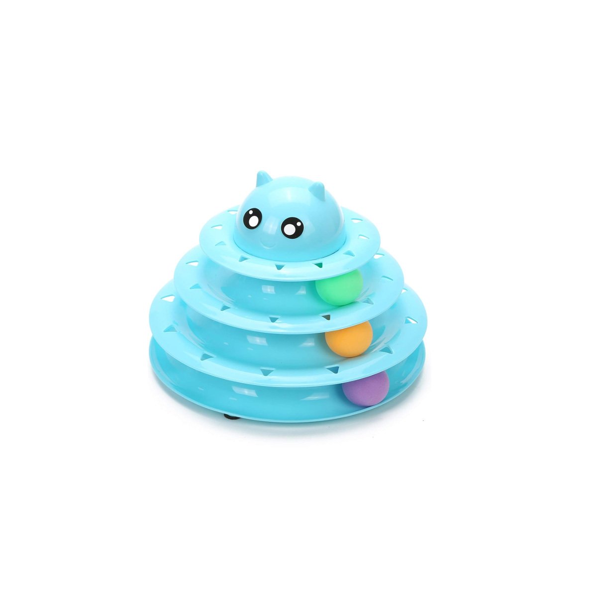 CIRCUITO CON PELOTAS DE 3 NIVELES CELESTE PARA GATO ACTIVO Y+PAPEL REGALO - 1