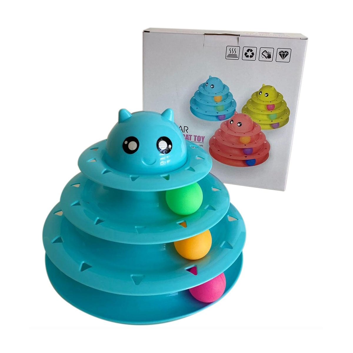 TORRE DE ENTRETENIMIENTO CON 3 NIVELES PELOTAS CELESTE Y+LIGAS REGALO - 3