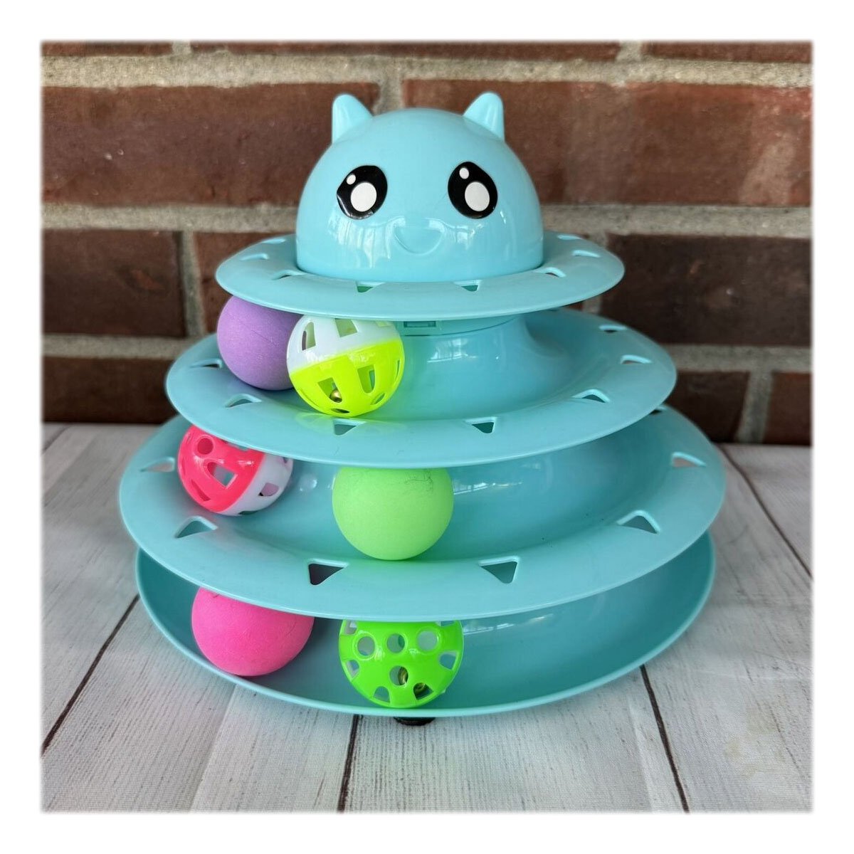 PACK12 ESTRUCTURA MODERNA DE 3 NIVELES CON PELOTAS CELESTE PARA GATO - 3