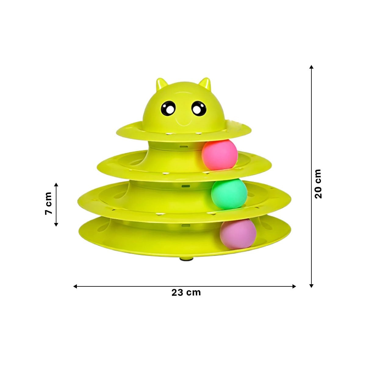 PACK4 JUEGO ESTABLE DE 3 NIVELES CON PELOTAS VERDE LIMON PARA MASCOTA Y+PAPEL REGALO - 4