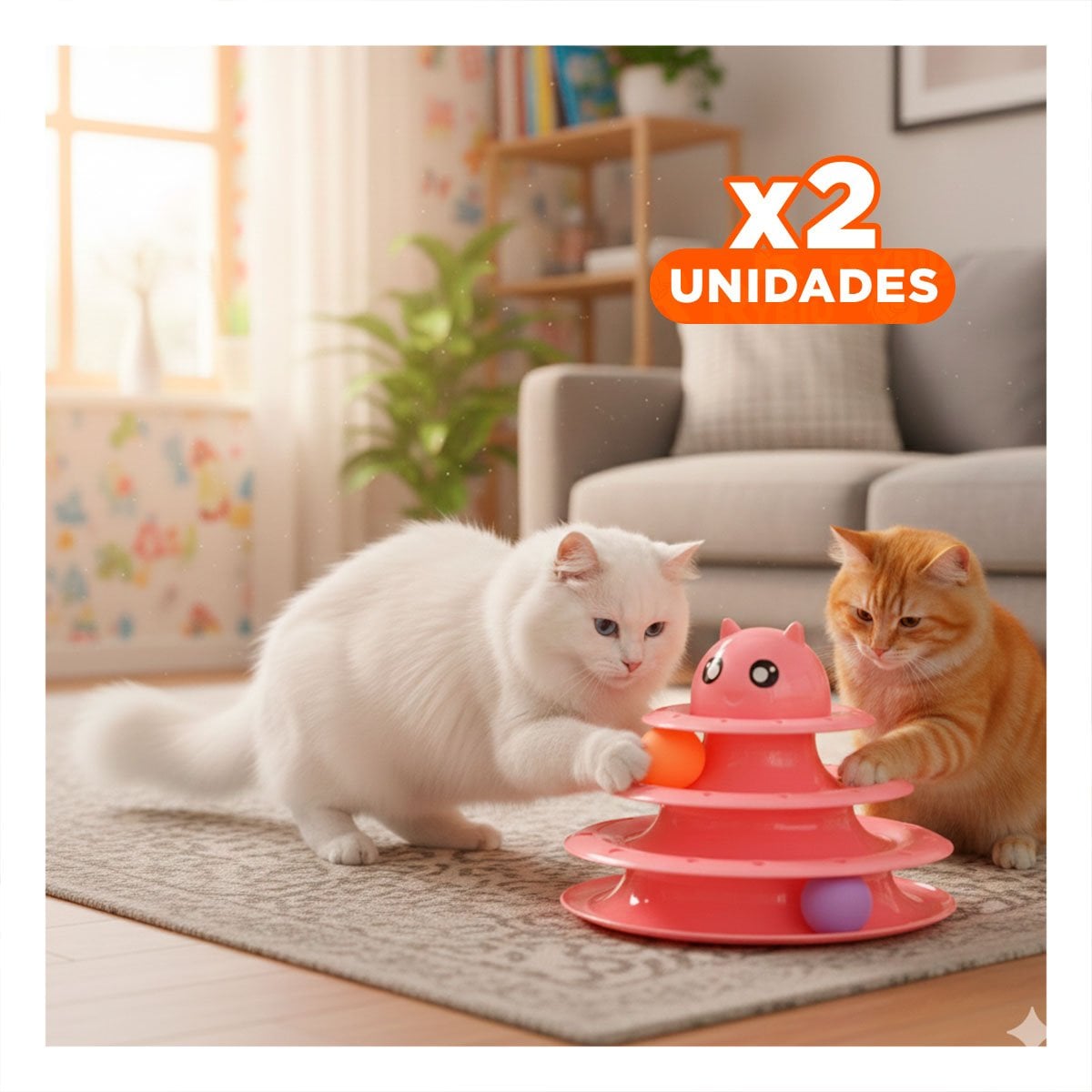 PACK2 PLATAFORMA DE ENTRETENIMIENTO CON 3 NIVELES PELOTAS ROSADO Y+REGALO STICKER - 1