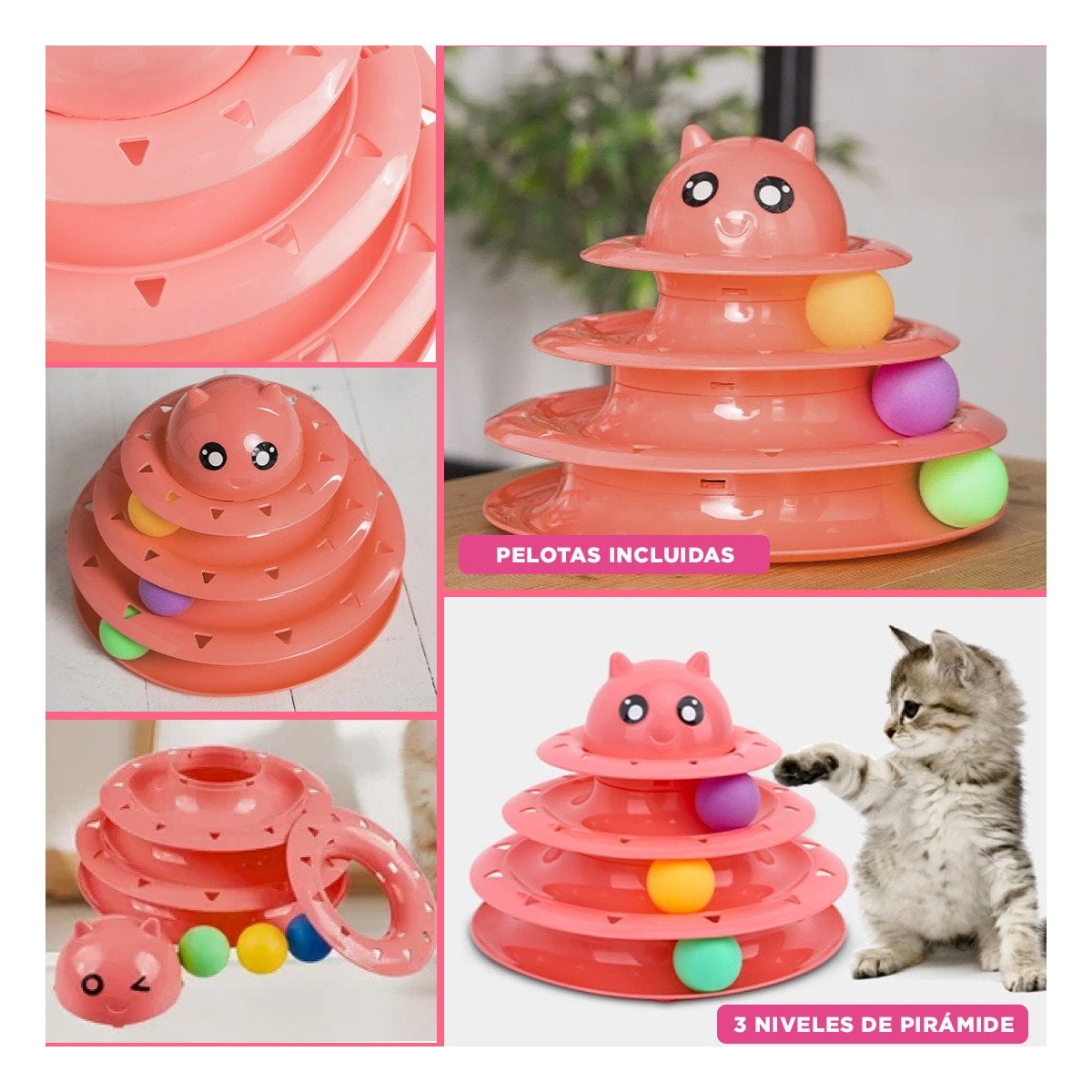 ESTRUCTURA DE ENTRETENIMIENTO CON 3 NIVELES PELOTAS ROSADO Y+POST IT - 5