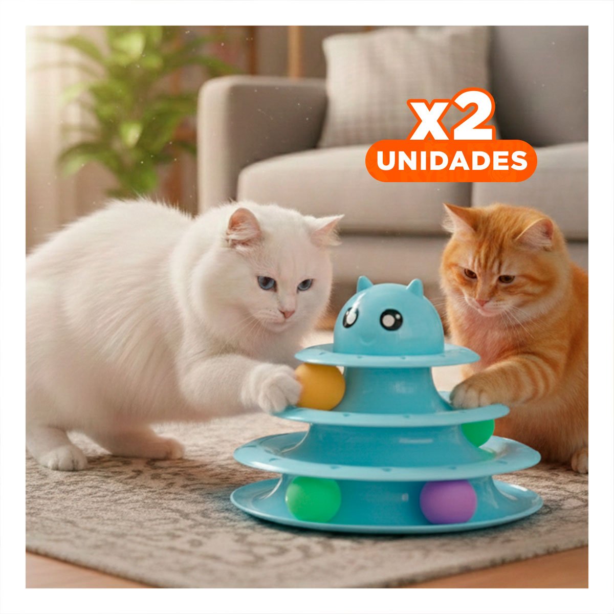 PACK2 PLATAFORMA DE ENTRETENIMIENTO CON 3 NIVELES PELOTAS CELESTE Y+REGALO STICKER - 1