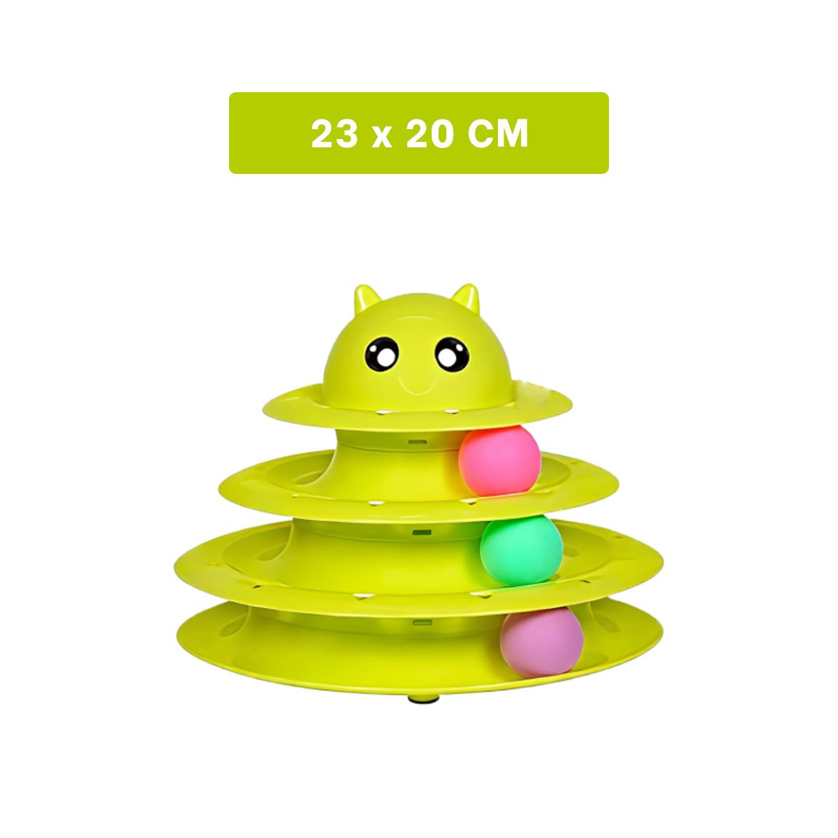 PLATAFORMA CON PELOTAS DE 3 NIVELES VERDE LIMON PARA GATO ACTIVO Y+REGALO STICKER - 4