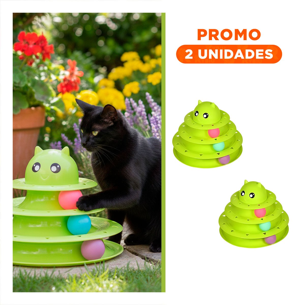 PACK2 CIRCUITO DE ENTRETENIMIENTO CON 3 NIVELES PELOTAS VERDE LIMON - 1