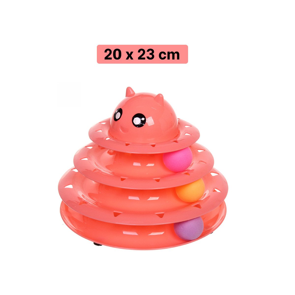 PACK4 JUEGO ESTABLE DE 3 NIVELES CON PELOTAS ROSADO PARA MASCOTA Y+REGALO STICKER - 4