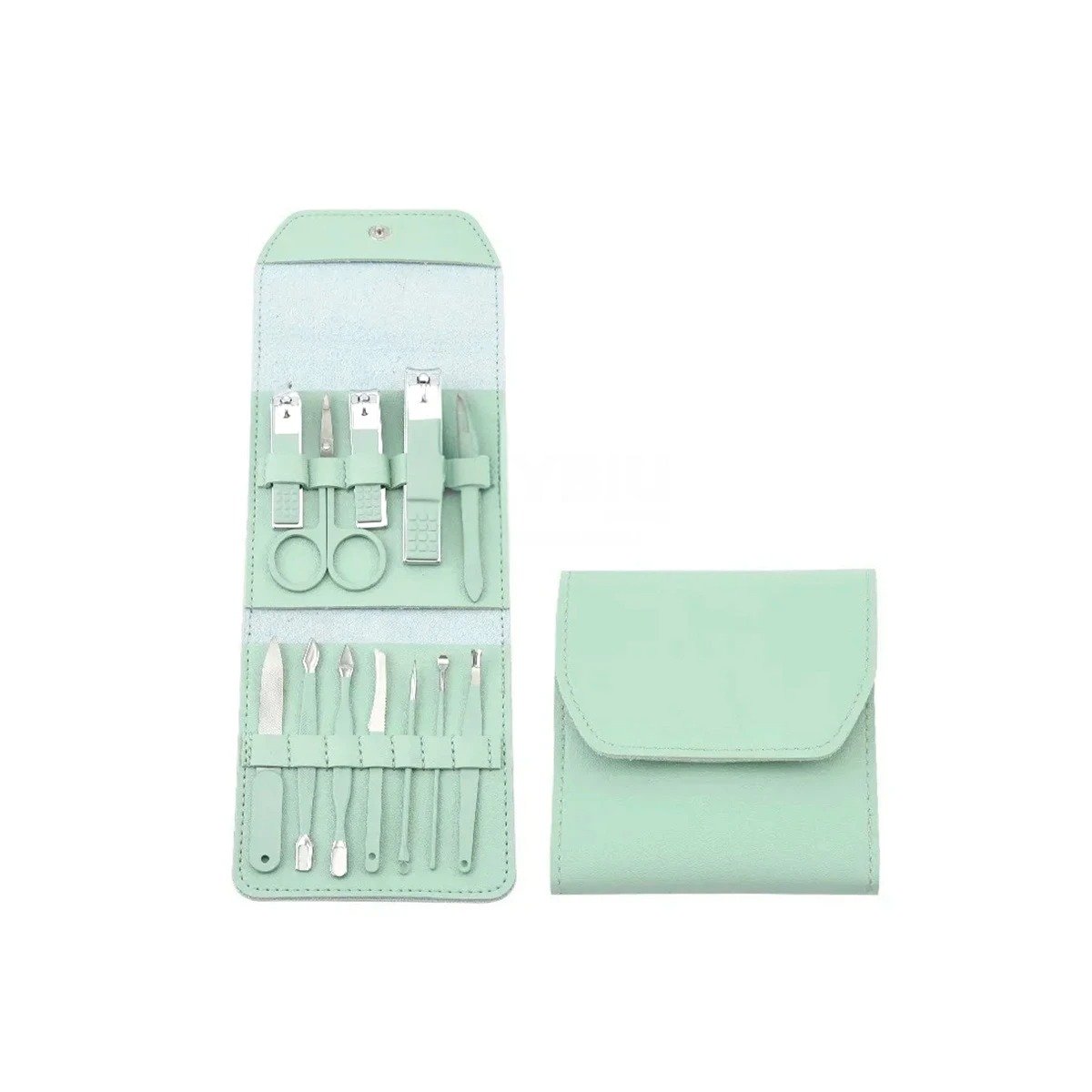 PACK2 ESTUCHE PROFESIONAL 12 PIEZAS MANICURE Y PEDICURE VERDE CON HERRAMIENTAS Y+REGALO STICKER - 2