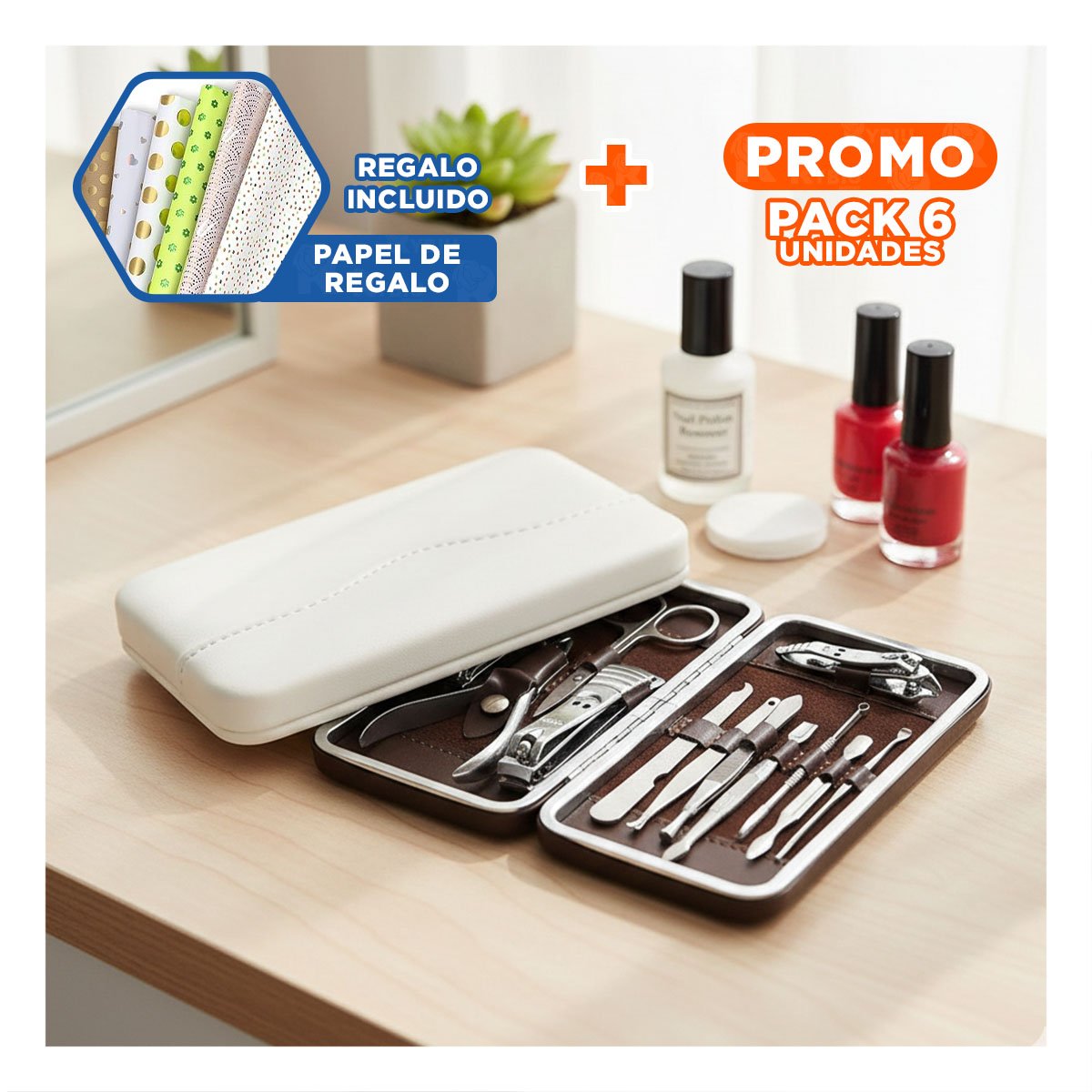 PACK6 ORGANIZADOR COMPACTO PARA BELLEZA DE UÑAS 12 PIEZAS BLANCO Y+PAPEL REGALO - 1