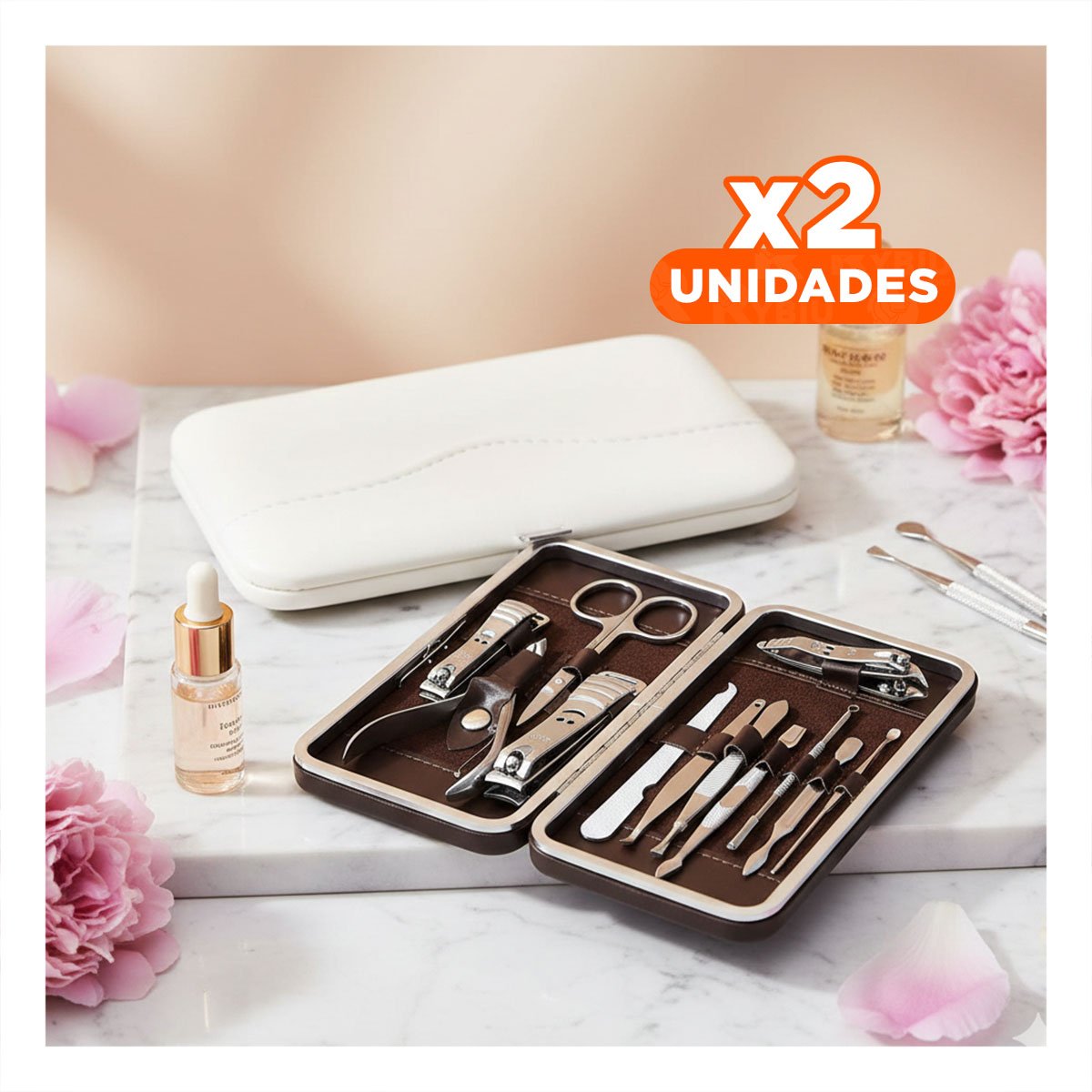 PACK2 MALETA PORTATIL PARA ARREGLO DE UÑAS 12 PIEZAS COLOR BLANCO Y+REGALO STICKER - 1