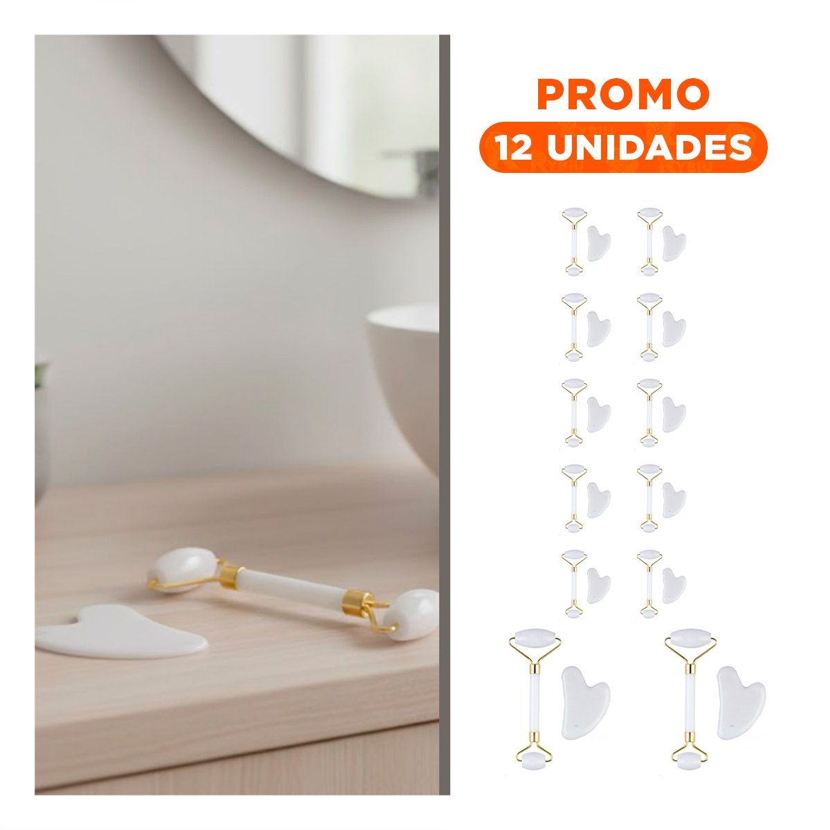 PACK12 INSTRUMENTO FACIAL BLANCO SET DE 2 DE JADE PARA CUIDADO Y+REGALO STICKER - 1