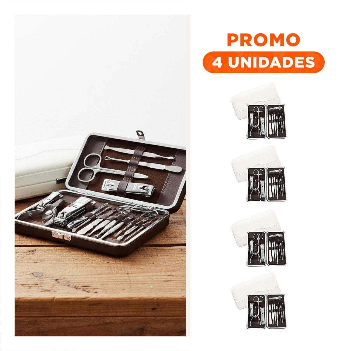 PACK4 MALETIN ORGANIZADOR PARA UÑAS 12 PIEZAS MANICURE Y PEDICURE BLANCO Y+REGALO STICKER - 1