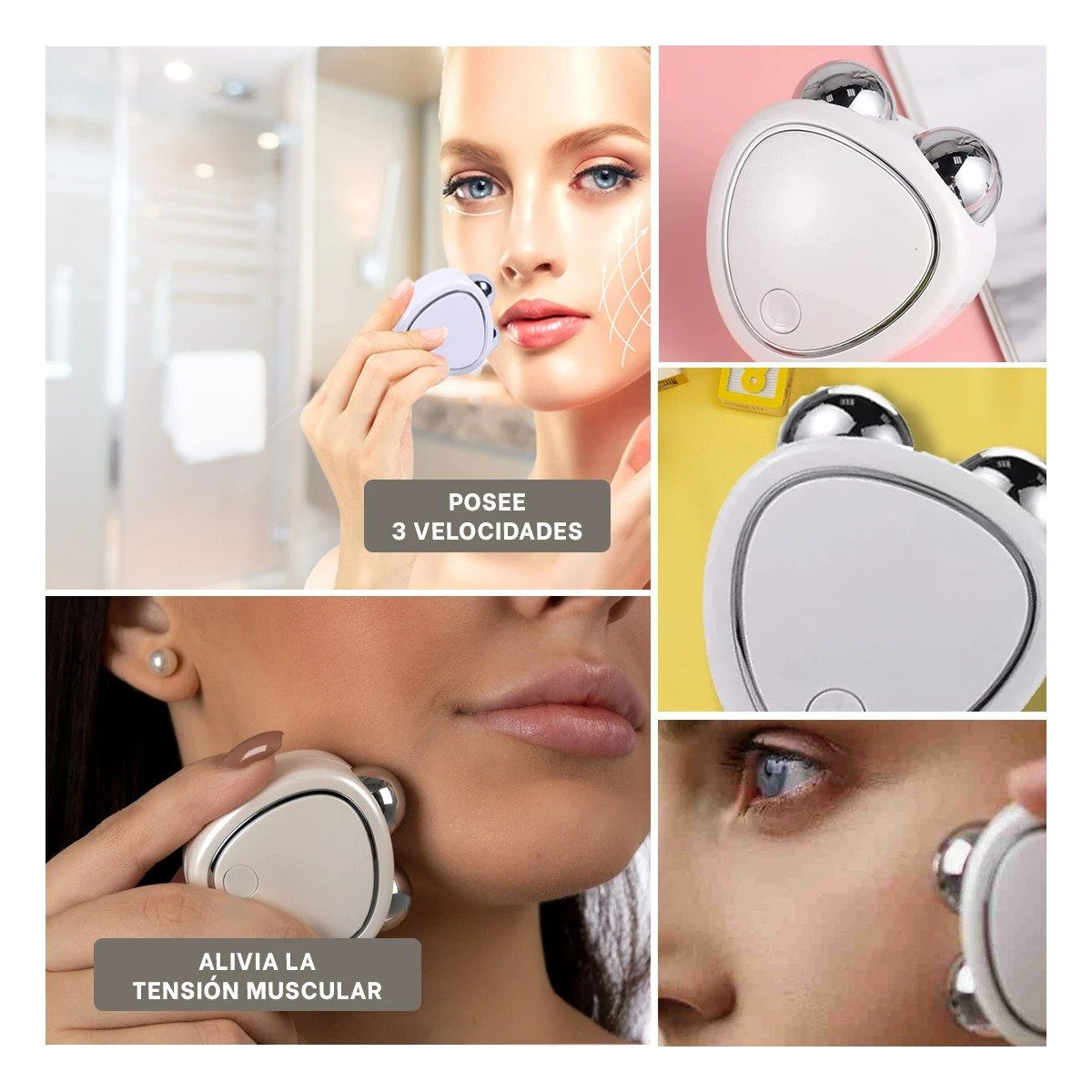ACCESORIO DE BELLEZA TRIANGULO DE DOBLE RODILLO BLANCO PARA RELAJAR Y TONIFICAR Y+POST IT - 5