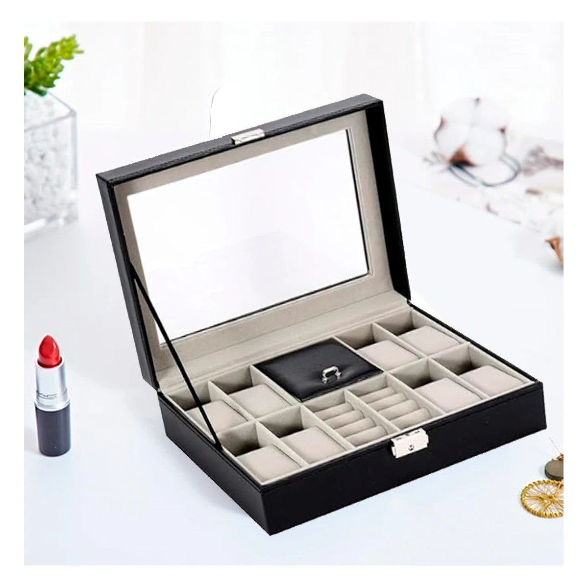 PACK6 EXHIBIDOR NEGRO PARA 8 RELOJES Y ACCESORIOS PERSONALES Y+PAPEL REGALO - 2