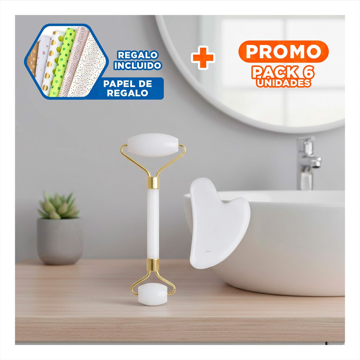 PACK6 EXTRACTOR DE BELLEZA SET DE 2 BLANCO DE JADE PARA HIDRATACION Y RELAX Y+PAPEL REGALO - 1