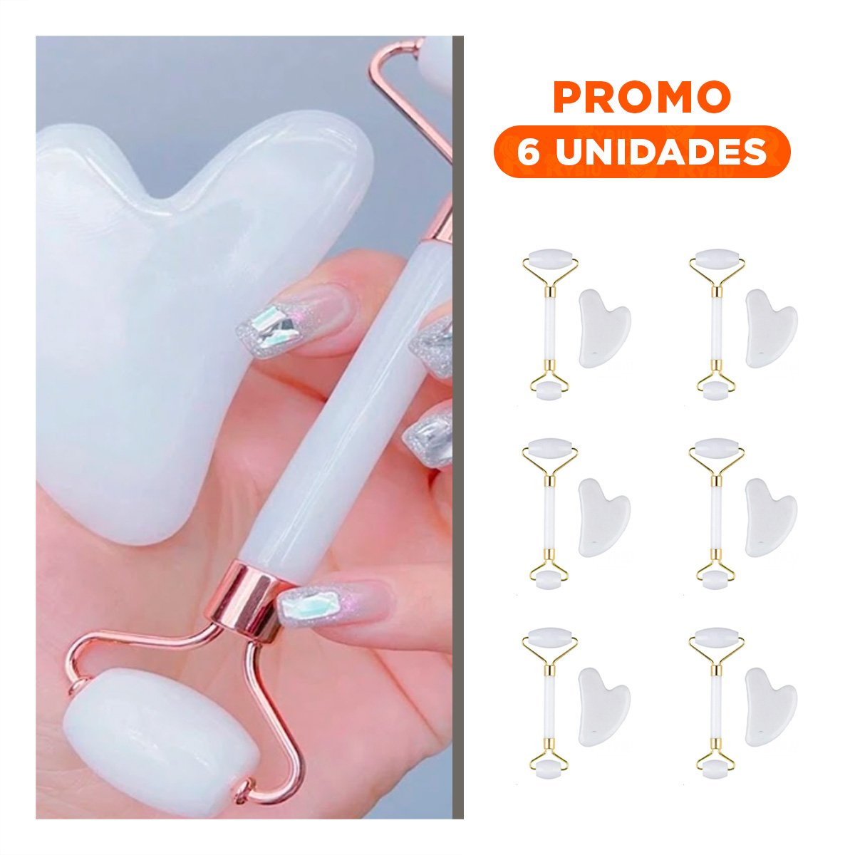 PACK6 EXTRACTOR FACIAL BLANCO SET DE 2 DE JADE PARA REJUVENECIMIENTO Y TONIFICACION - 1