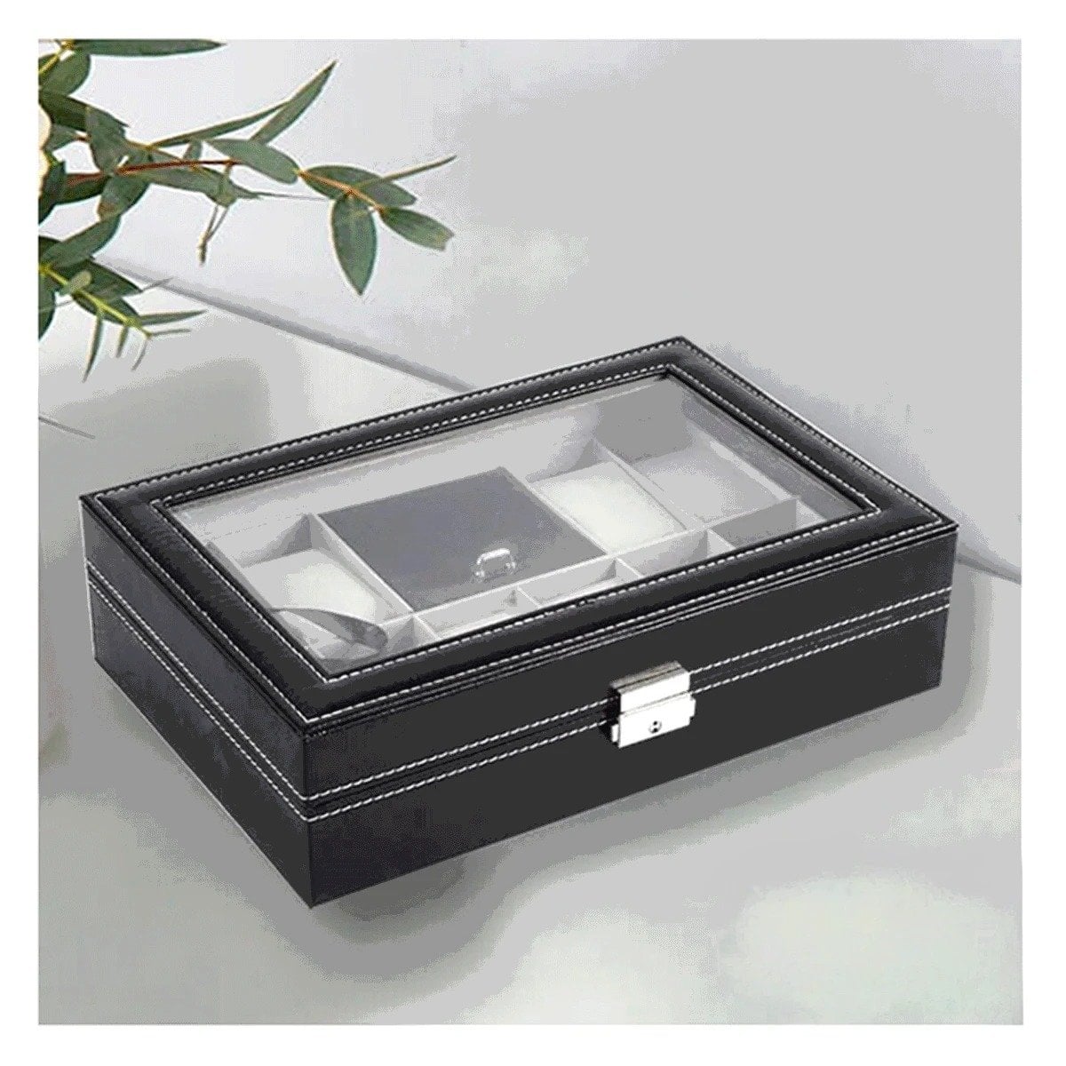 PACK4 VITRINA CON TAPA TRANSPARENTE PARA 8 RELOJES COLOR NEGRO - 3