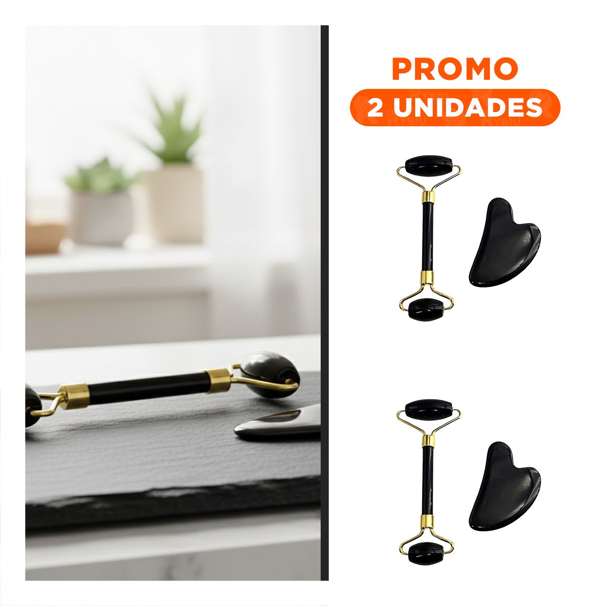 PACK2 DISPOSITIVO NEGRO SET DE 2 DE JADE PARA MASAJE FACIAL Y CUIDADO DIARIO - 1
