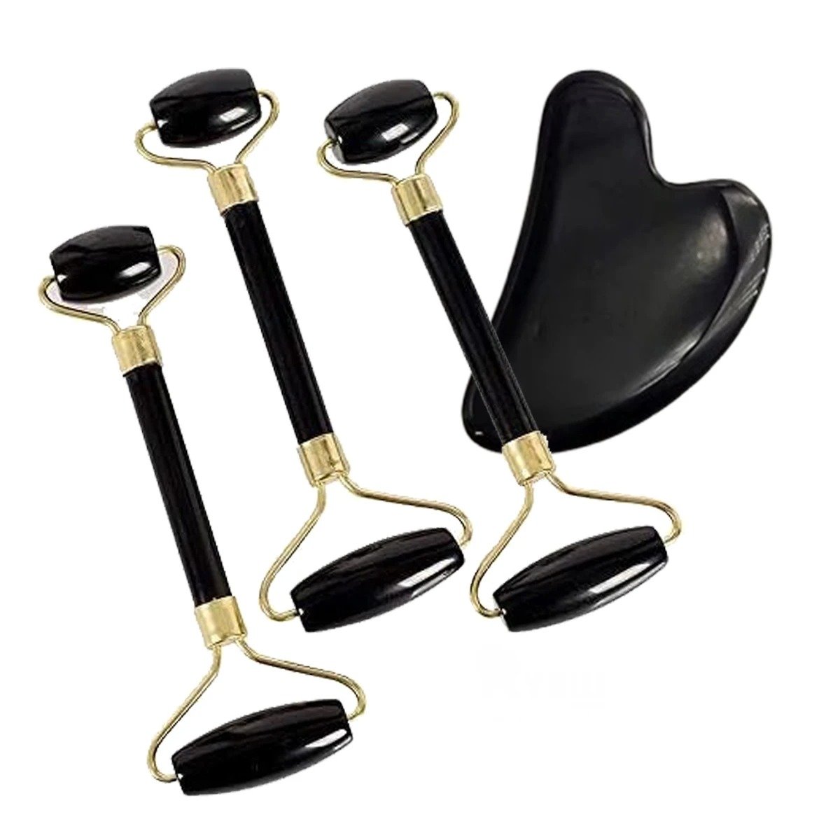PACK6 INSTRUMENTO FACIAL NEGRO SET DE 2 DE JADE PARA CUIDADO Y+REGALO STICKER - 2