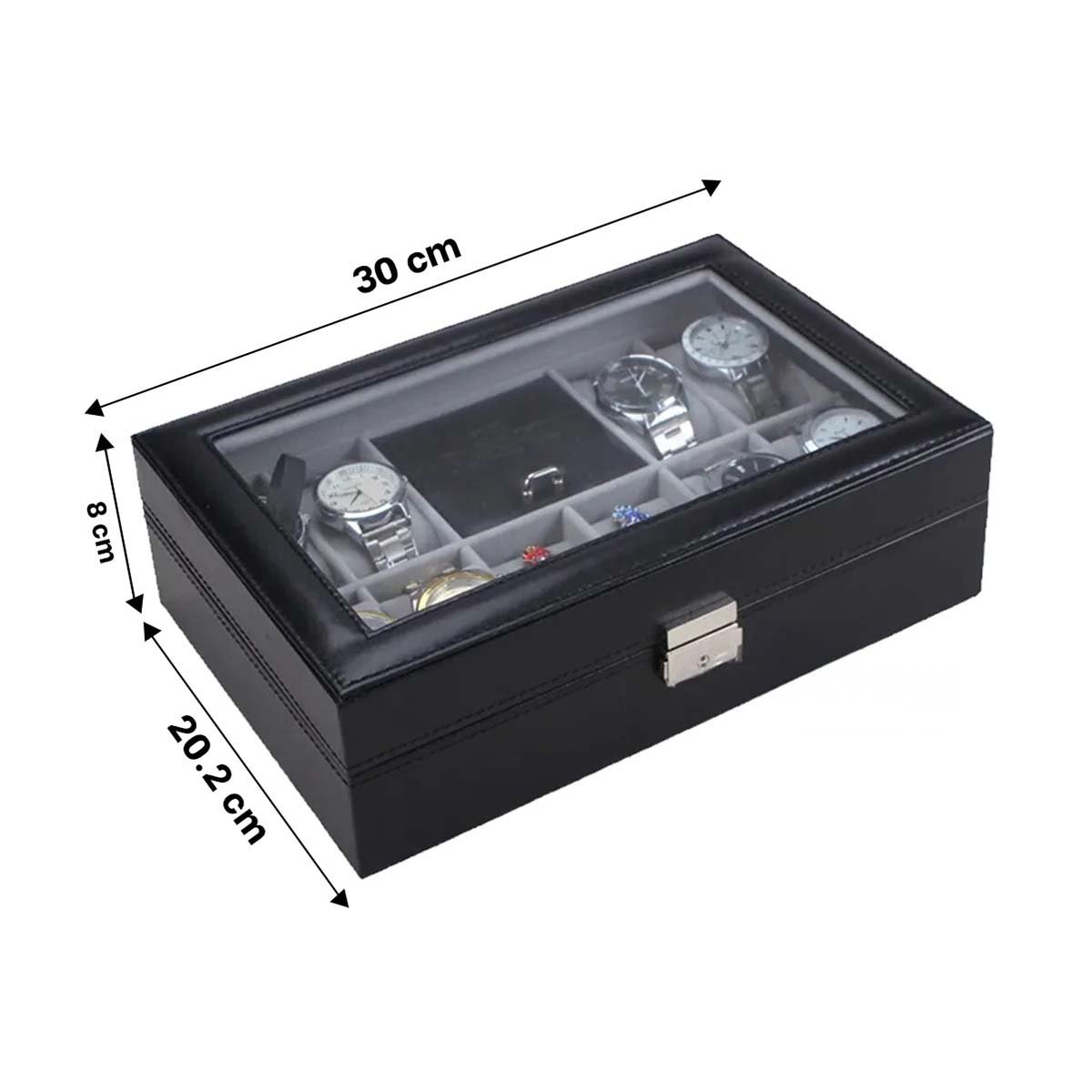 PACK4 VITRINA EXHIBIDORA NEGRO PARA 8 RELOJES Y ACCESORIOS Y+PAPEL REGALO - 4